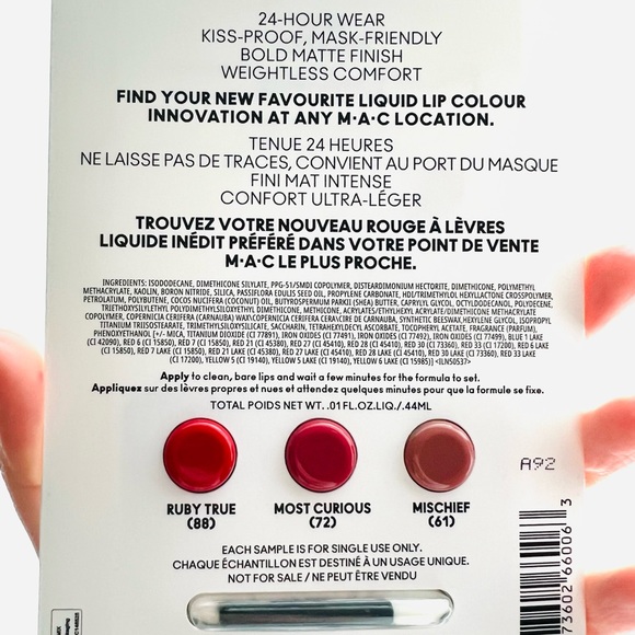5 for 25⚡️MAC Locked Kiss Ink 24hr Lip Color Sample Card - Picture 2 of 5